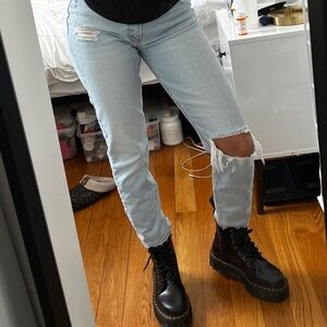 Abercrombie Curve Love High Rise Mom Jeans, LIGHT RIPPED WASH